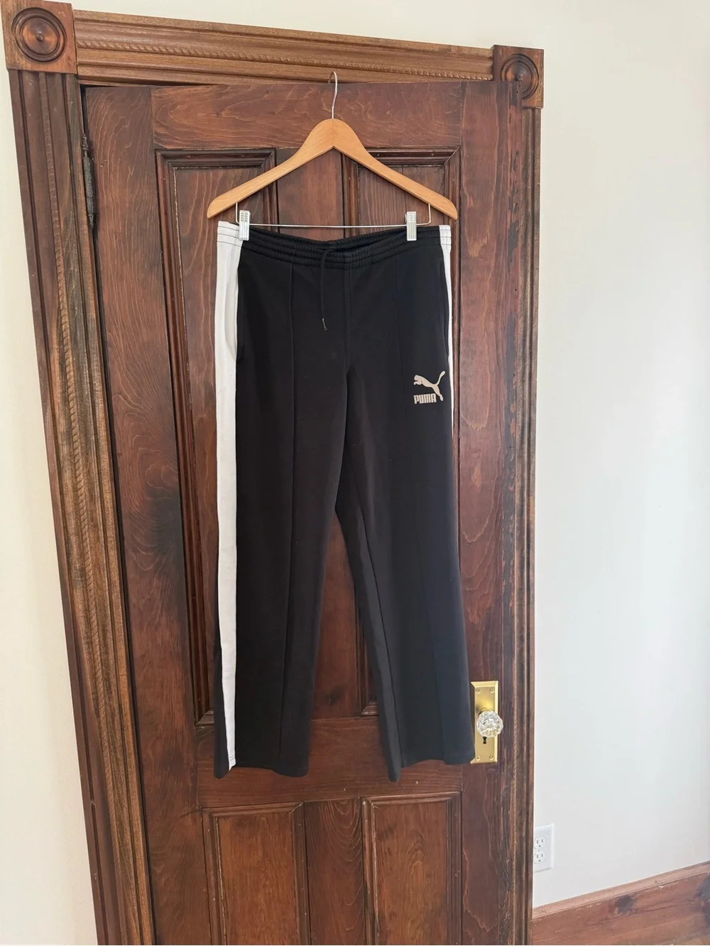 Puma Black Sweatpants with White Side Stripes